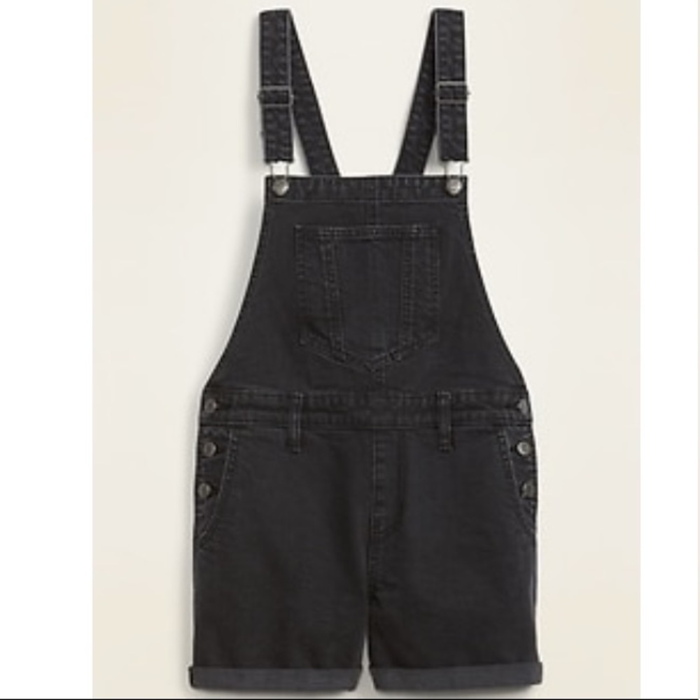 Black Denim Overalls | Shorts | 3-inch inseam